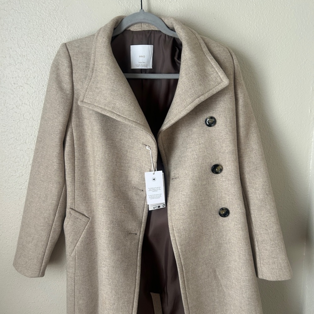 Mango Tan Trench Coat Classic Tailored Design
